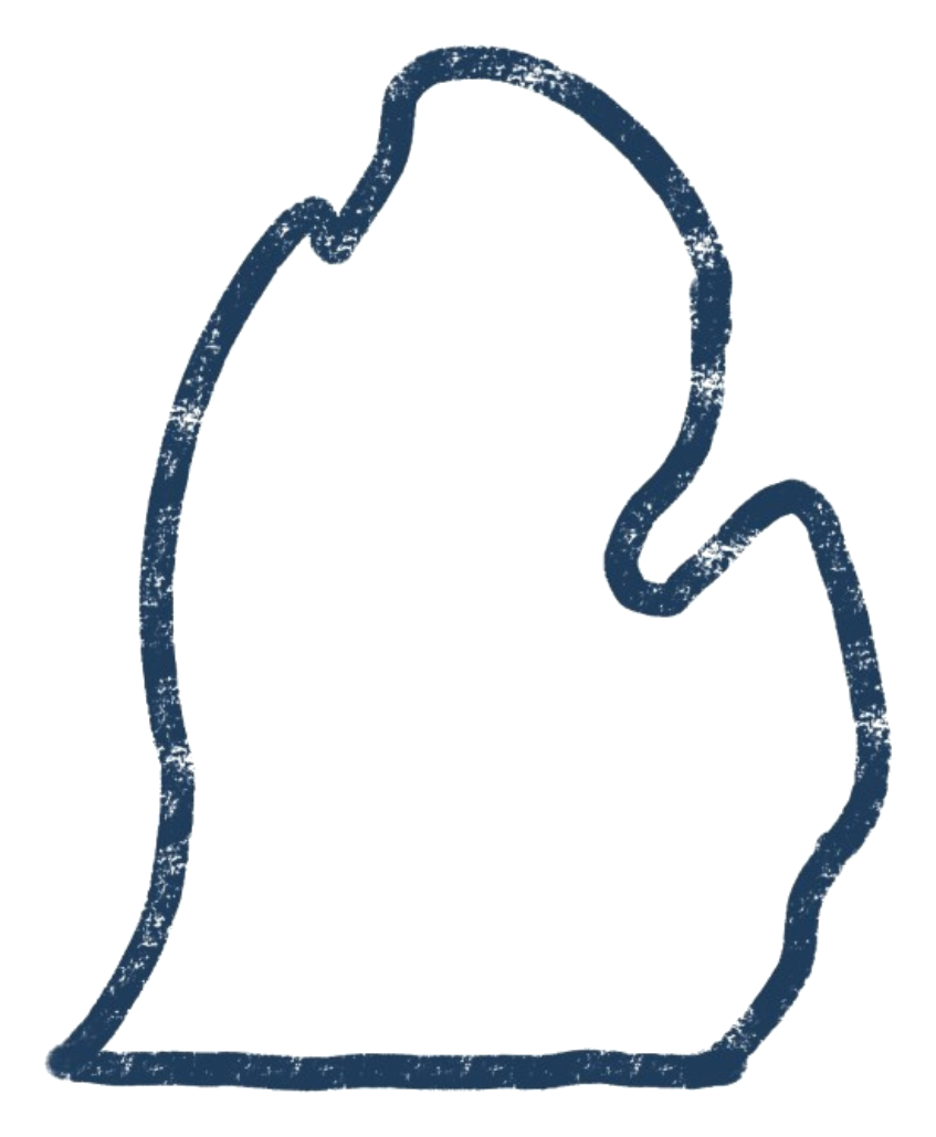 Michigan mitten shape in navy